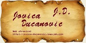 Jovica Ducanović vizit kartica